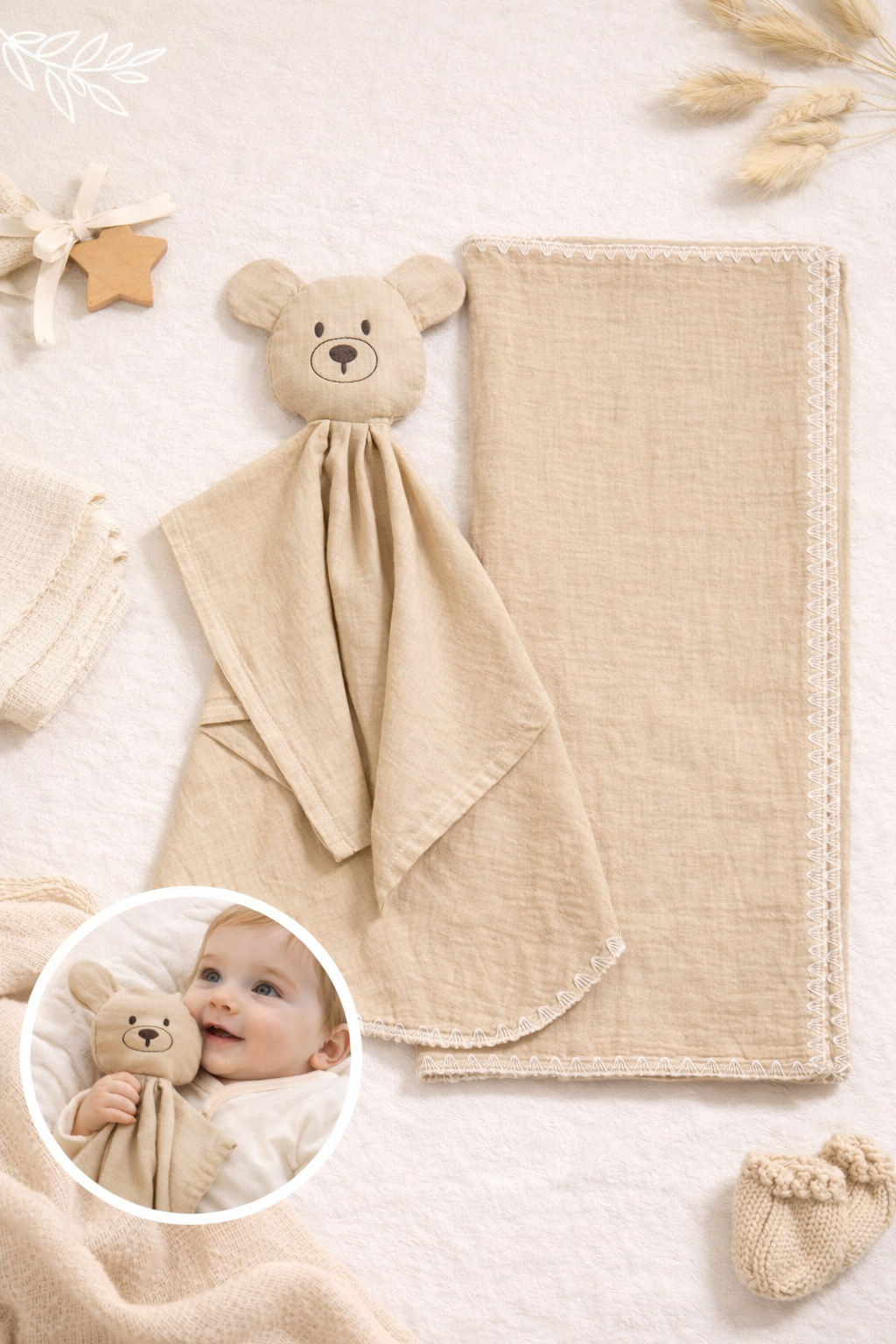 Copertina per Neonato con Cappuccio + dou dou Orsetto