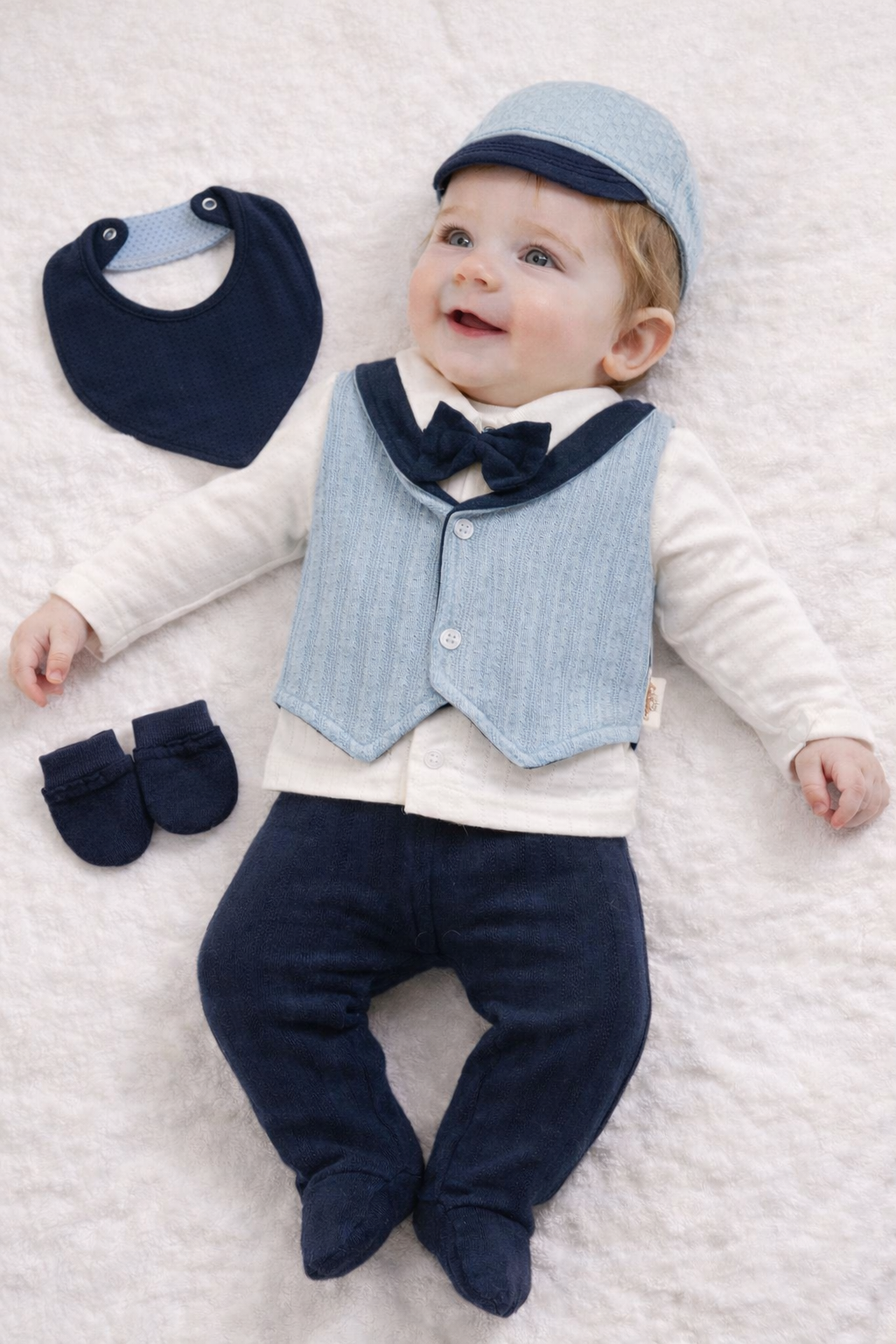 Set Neonato/ Bimbo Elegante "Classic Gentleman"- 5 pezzi