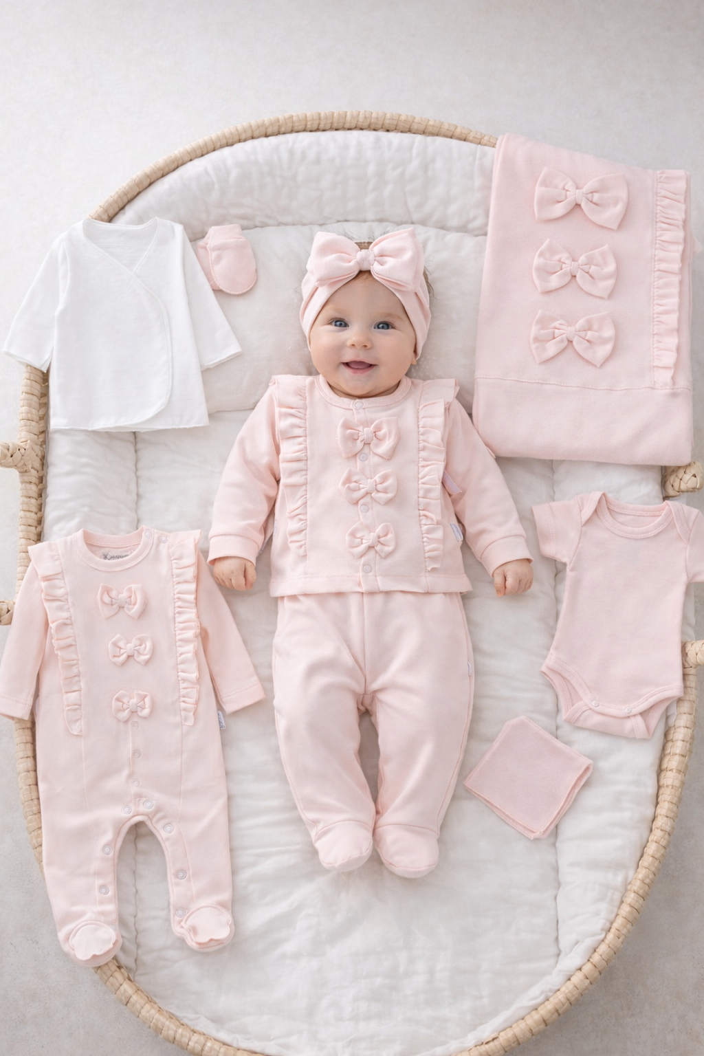 Set Corredino 10 pezzi bimba  cotone rosa 100% Cotone 0-3 mesi