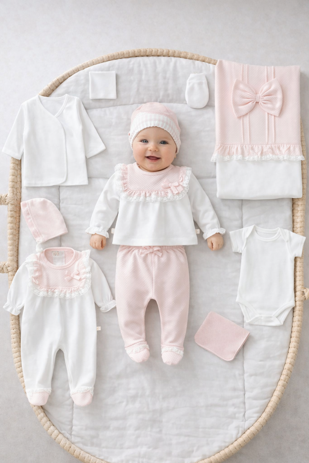 Corredino Nascita Elegance Rosa – Set Completo Neonata in Cotone Morbido