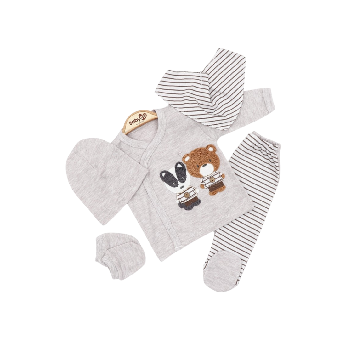 Set Nascita Neutro Bimbo / Bimba in Cotone Orsetto