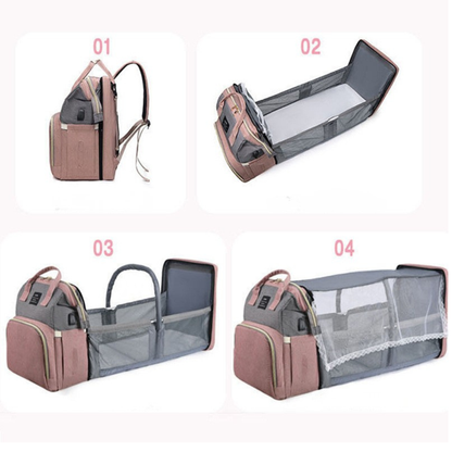 Zaino Fasciatoio Multifunzione con Lettino Portatile e Tasche Termiche