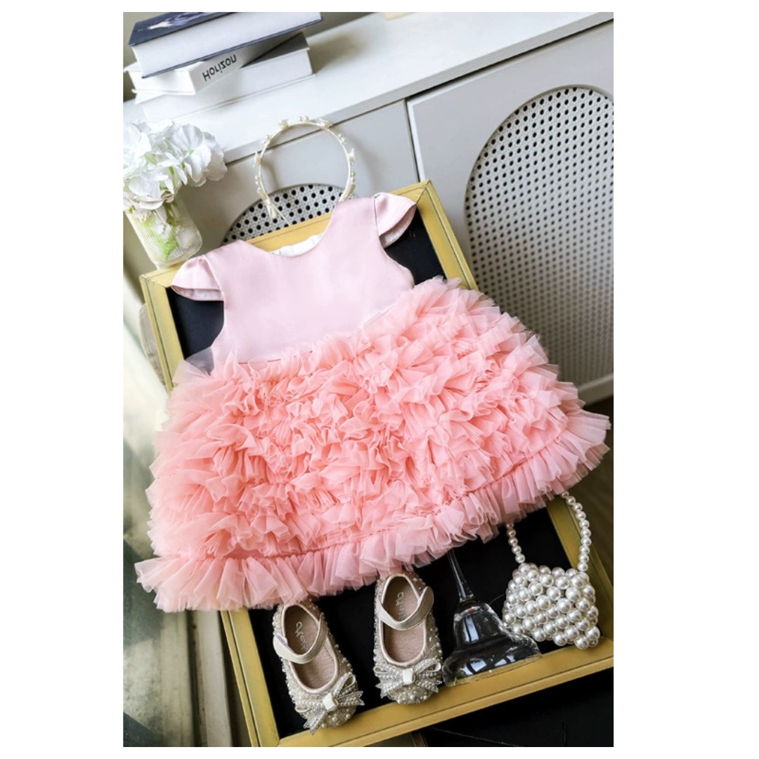 Abito Elegante Bambina con Gonna in Tulle Volant