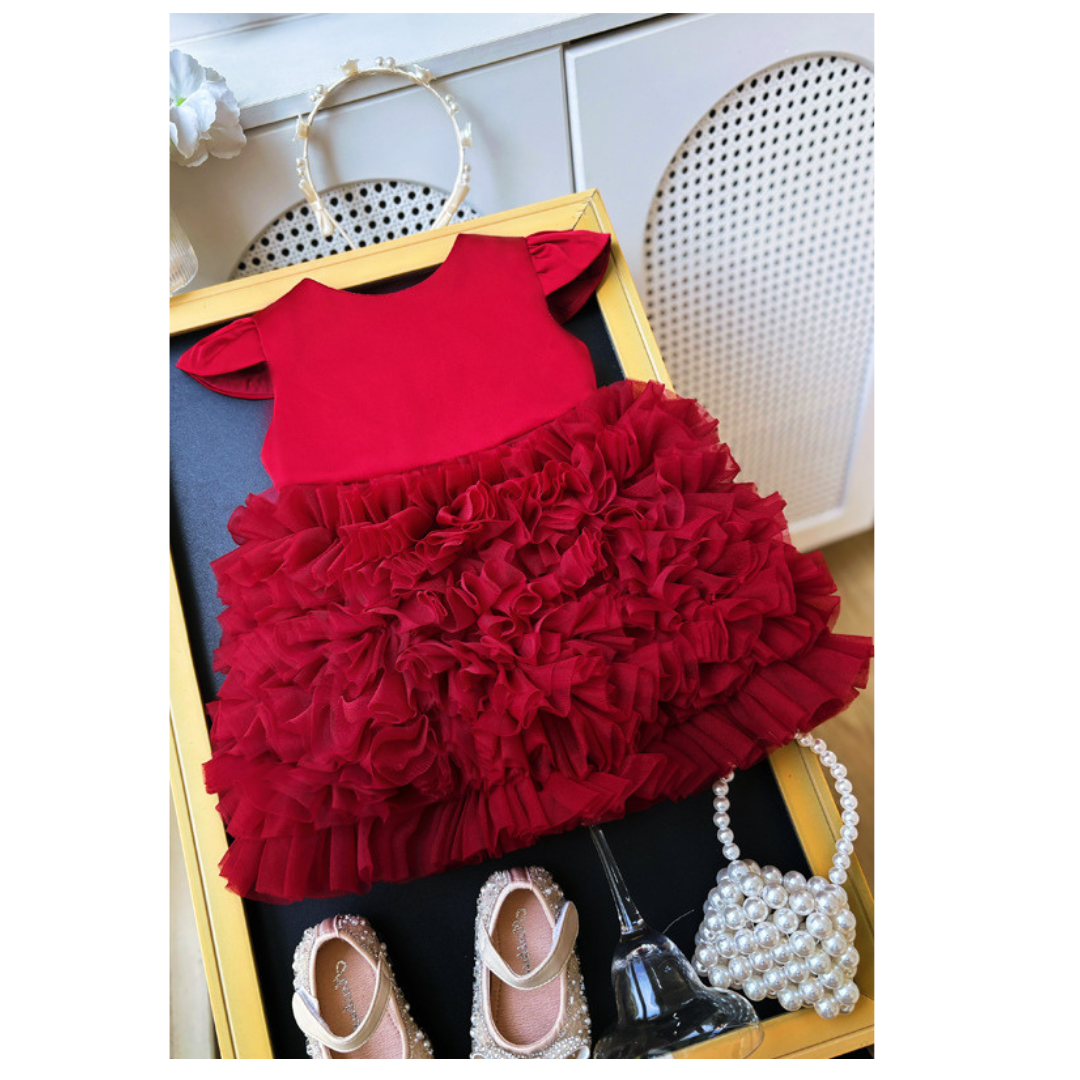 Abito Elegante Bambina con Gonna in Tulle Volant