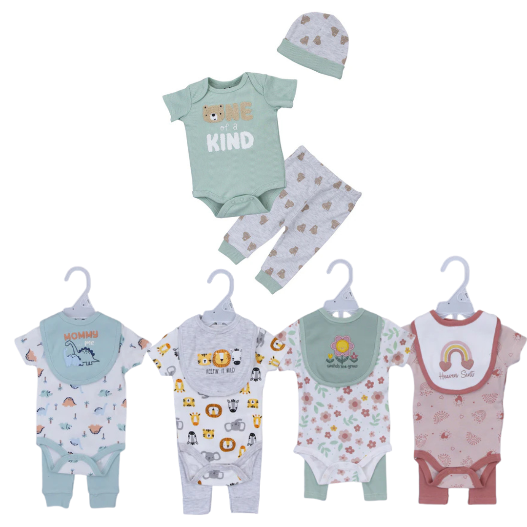 Set Neonato 3 Pezzi - Body, Bavaglino e Pantaloni "Keepin' It Wild"