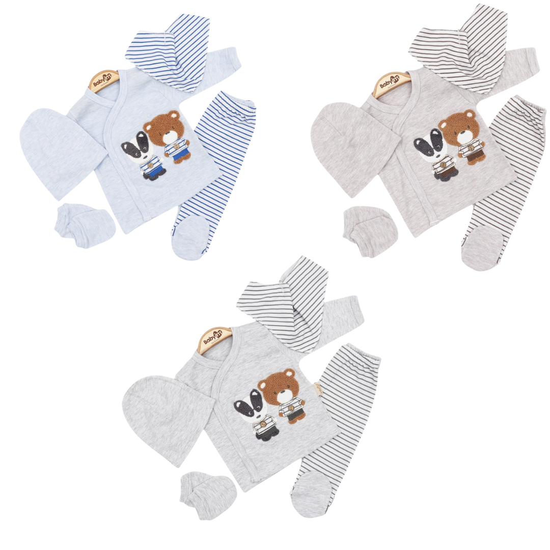 Set Nascita Neutro Bimbo / Bimba in Cotone Orsetto