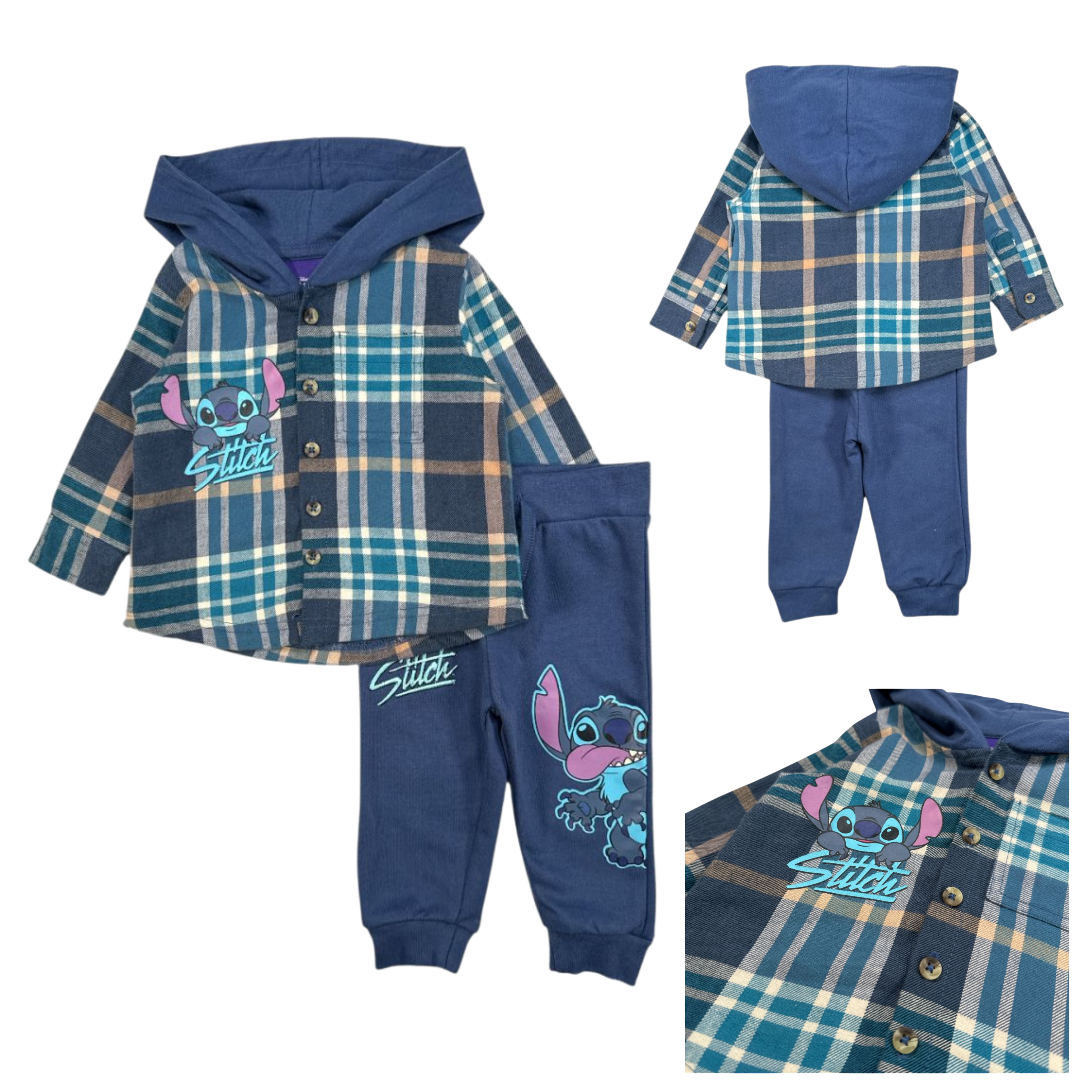 Completino Stitch bimbo Invernale Caldo Cotone 2pz