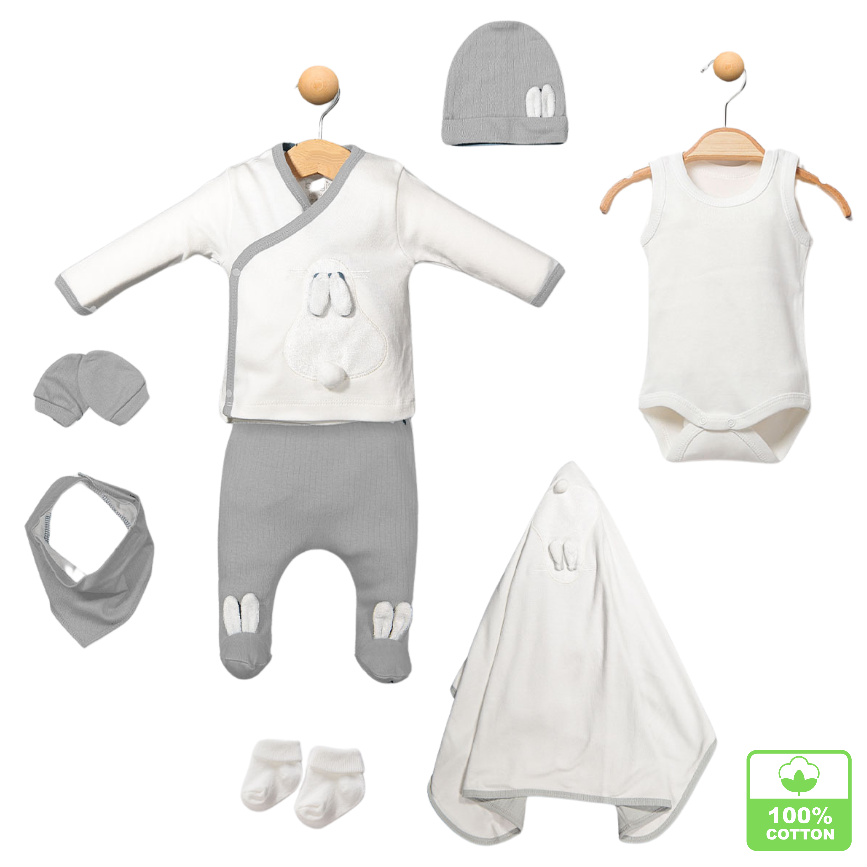 Corredino Neonato  7 Pezzi con Motivo Coniglietto caldo cotone