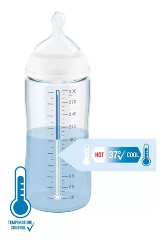 Biberon con indicatore di temperatura 0-6mesi 150ml azzurro coccodrillo