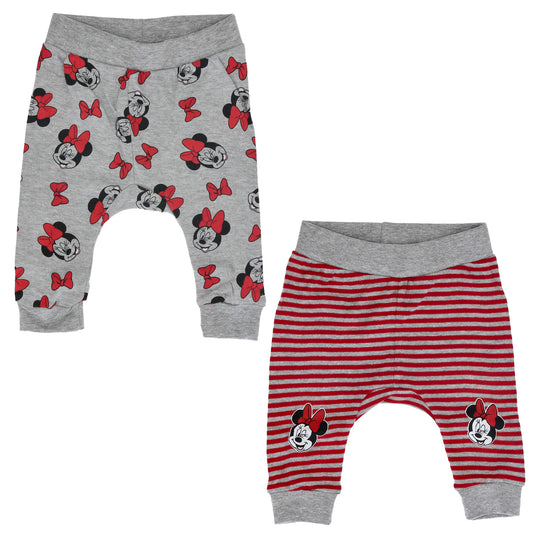 2 pantalons en coton chaud Minnie rouge et gris