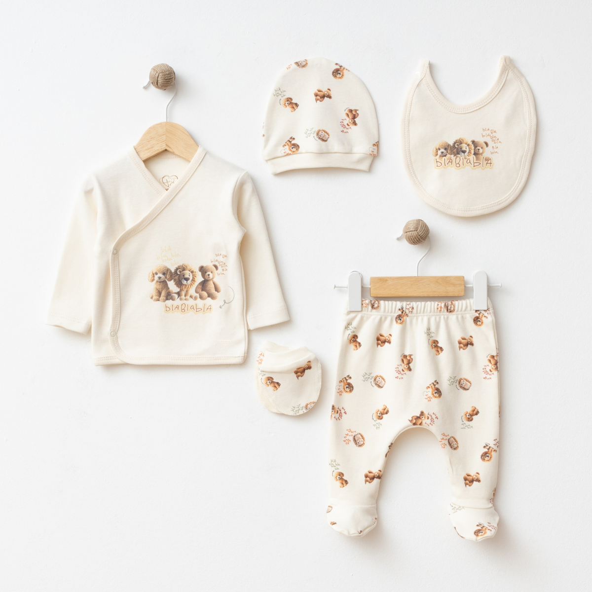 Set Nascita in Cotone Elegante Vari Colori Neonato/ Bimbo – 5 Pezzi