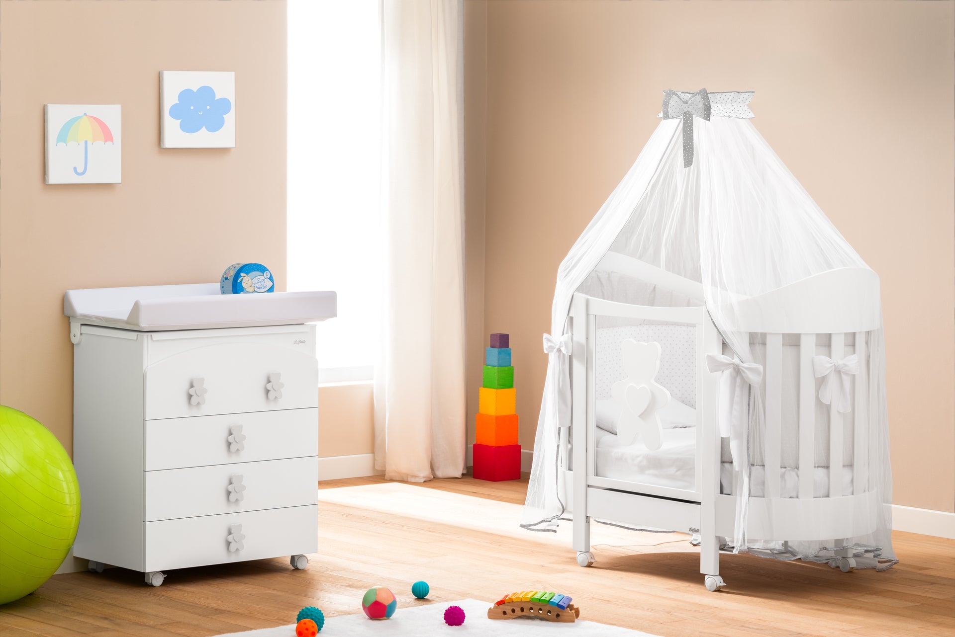 Eva Soft Pacchetto Componibile Culla+Fasciatoio+Velo+Set Tessile