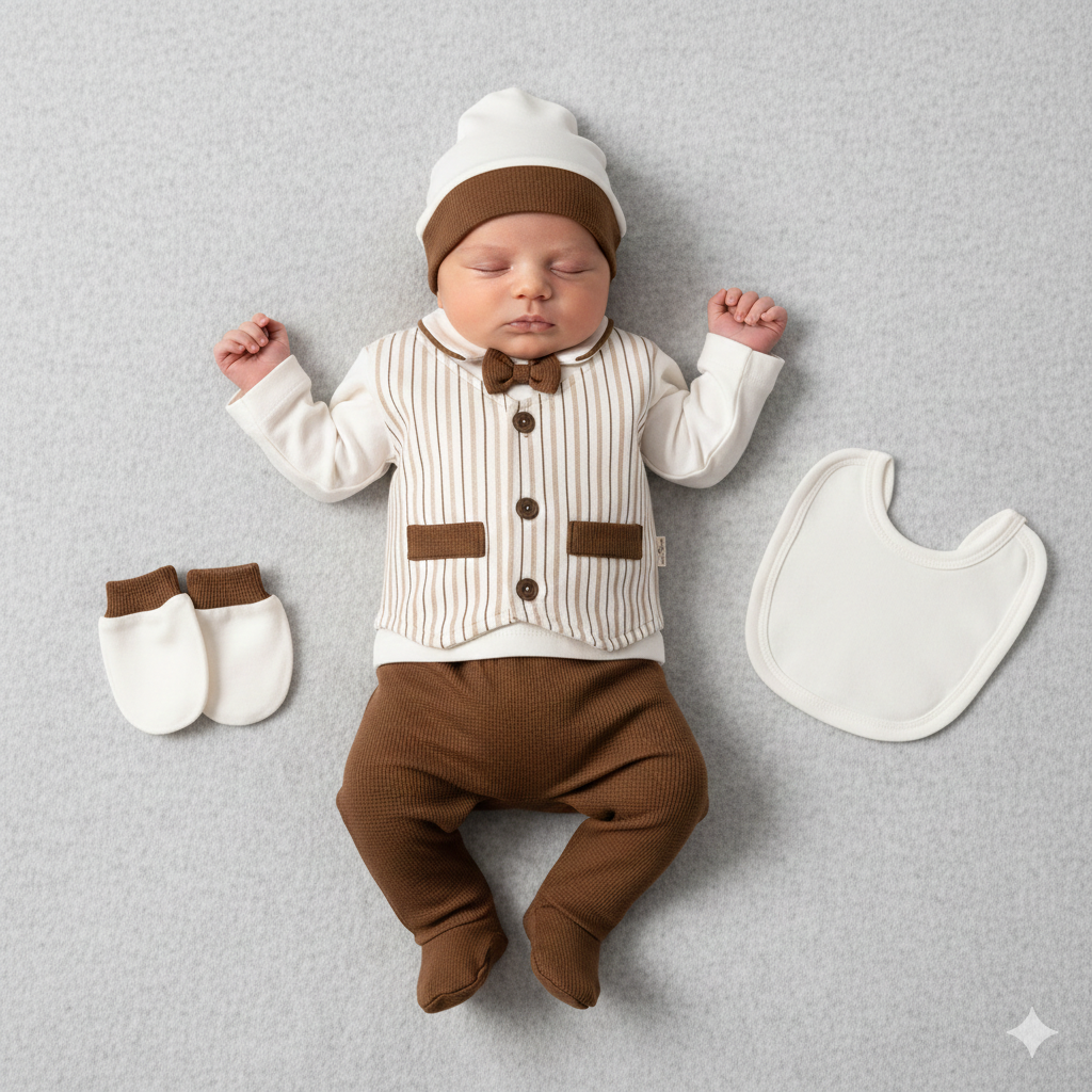 Set 5pz bimbo/ neonato  Elegante 100% cotone 0-3 mesi