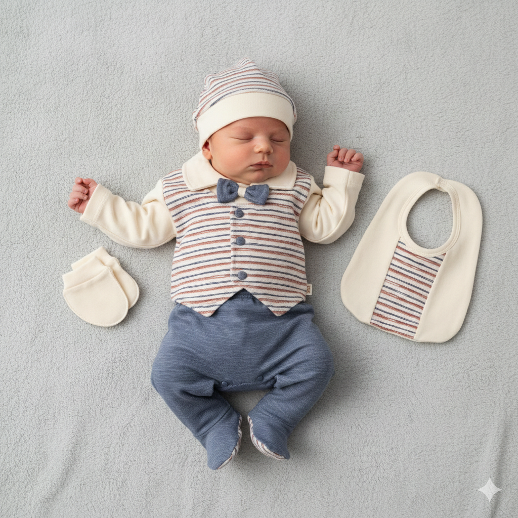 Set Neonato/ Bimbo 5 Pezzi in Cotone –  100% cotone