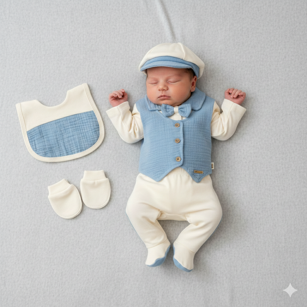 Set Nascita in Cotone Elegante Vari Colori Neonato/ Bimbo – 5 Pezzi