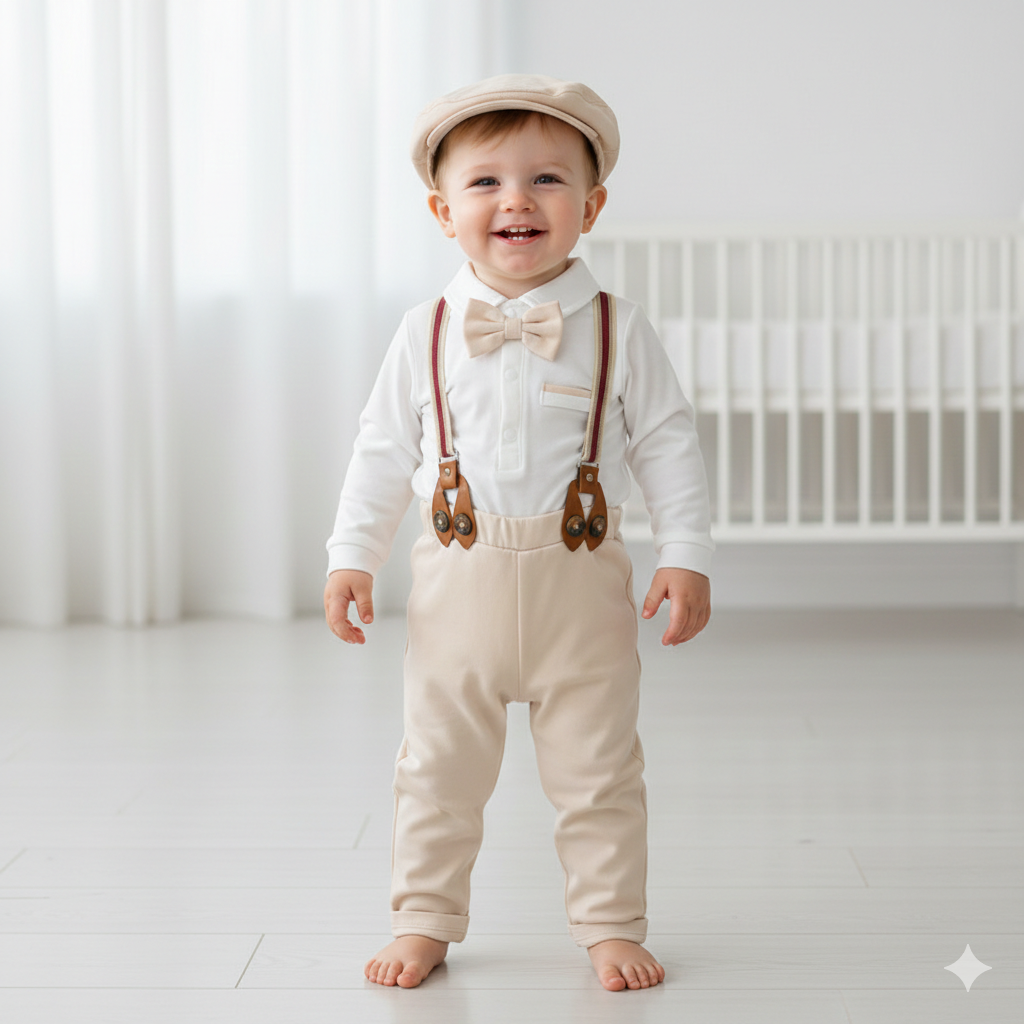 Completo Estivo Elegante Neonato 4 Pezzi