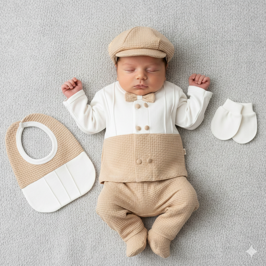 Set Neonato/ Bimbo 5 pezzi Caldo Cotone cammello