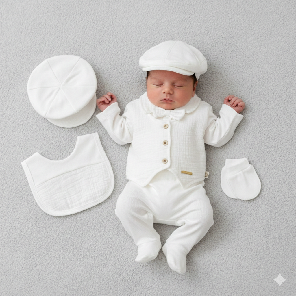 Set Nascita in Cotone Elegante Vari Colori Neonato/ Bimbo – 5 Pezzi