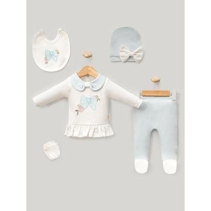 Set Neonata 5 Pezzi con Fiocco Ricamato