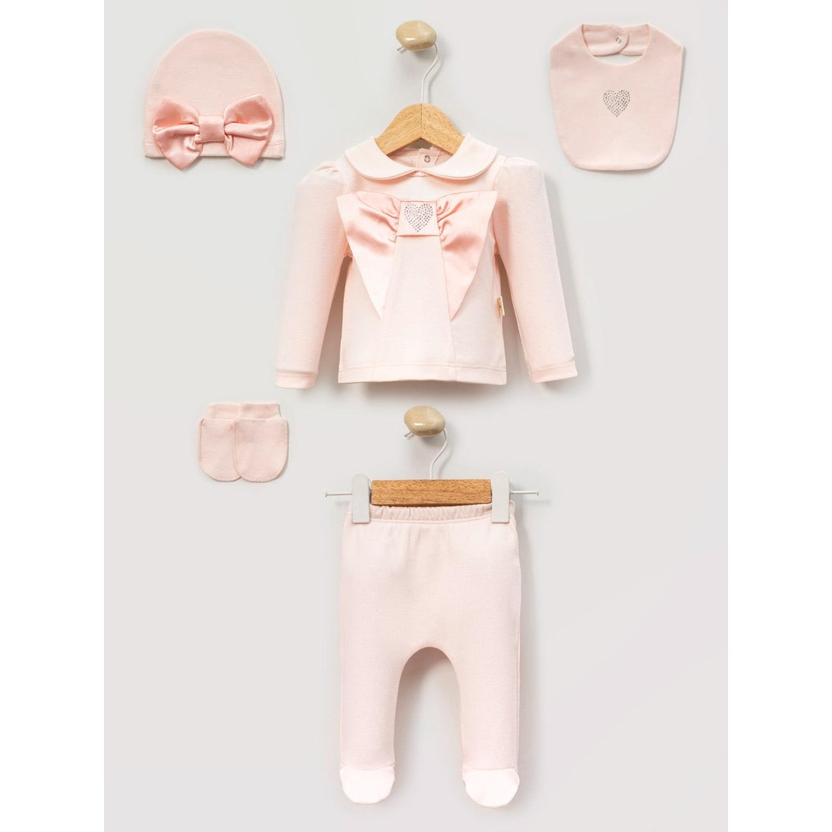 Completo Neonata Rosa con Fiocco – Set Prima Nascita 100% cotone