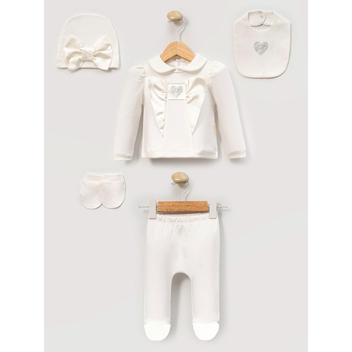 Completo Neonata Rosa con Fiocco – Set Prima Nascita 100% cotone