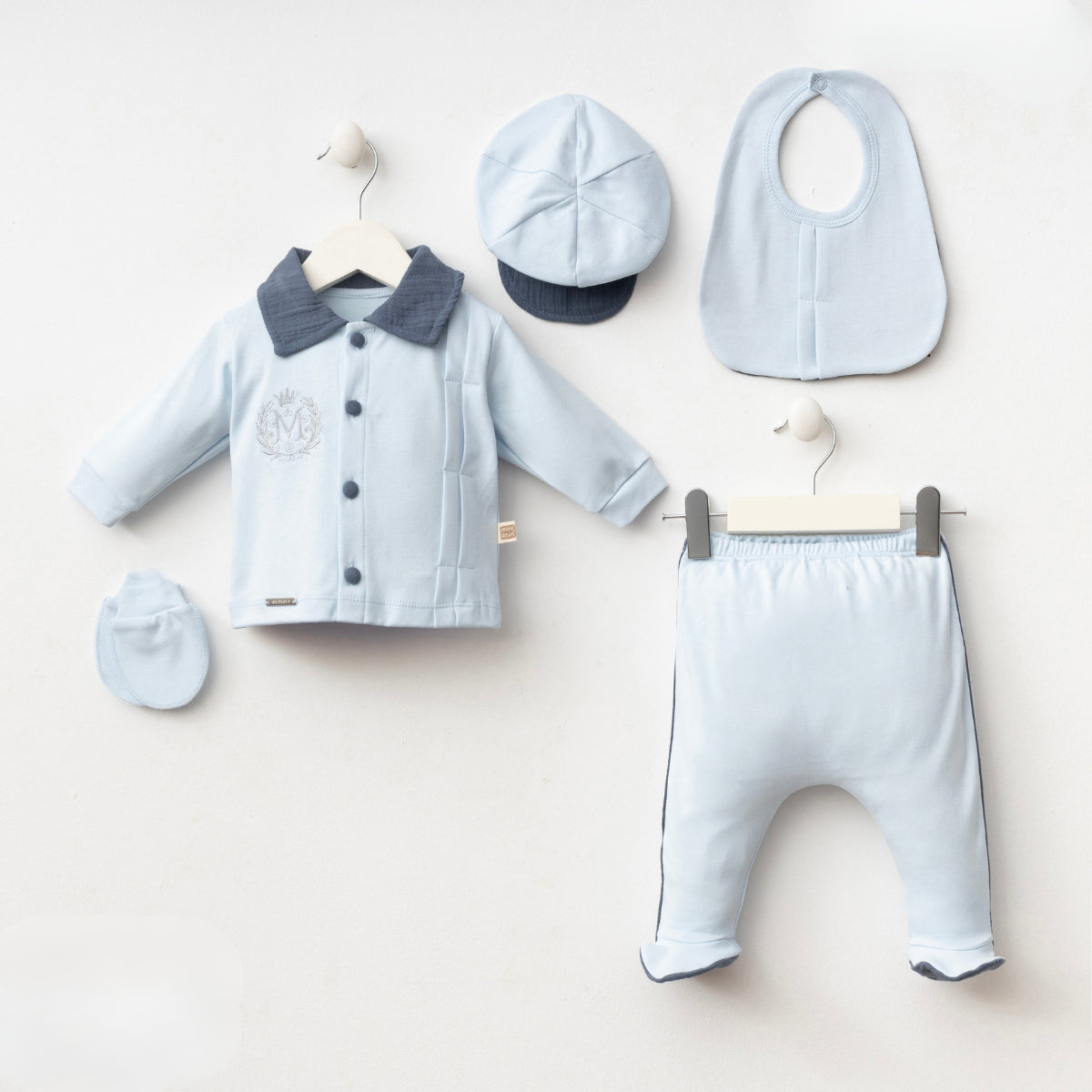 Set Neonato/ Bimbo 5 Pezzi in Cotone –  100% cotone