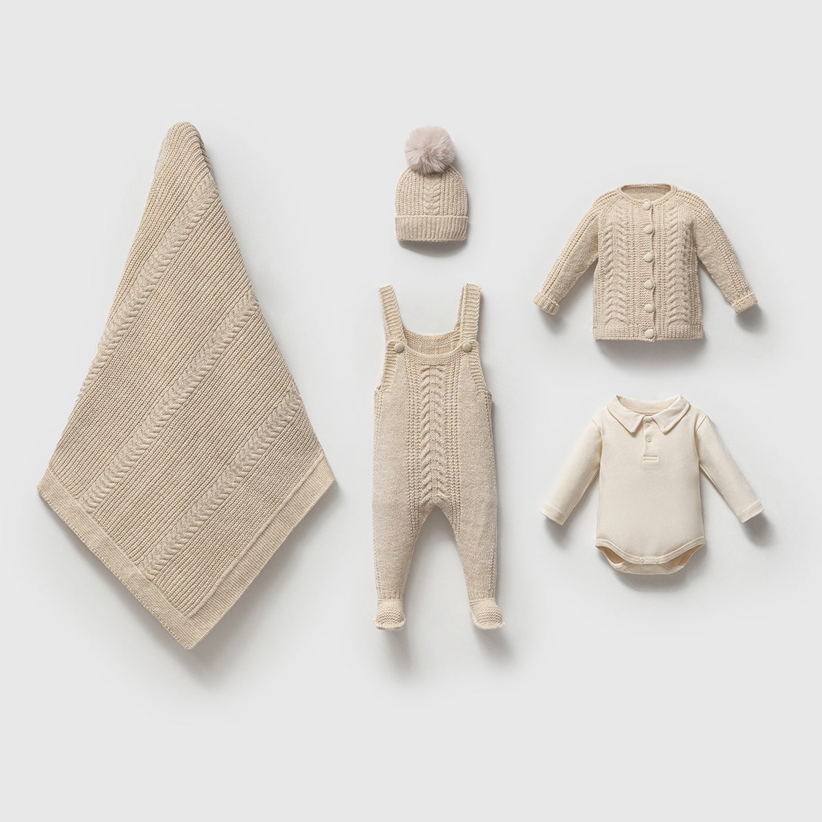 Corredino Neonato/a Neutro 5 Pezzi in Maglia Lavorata