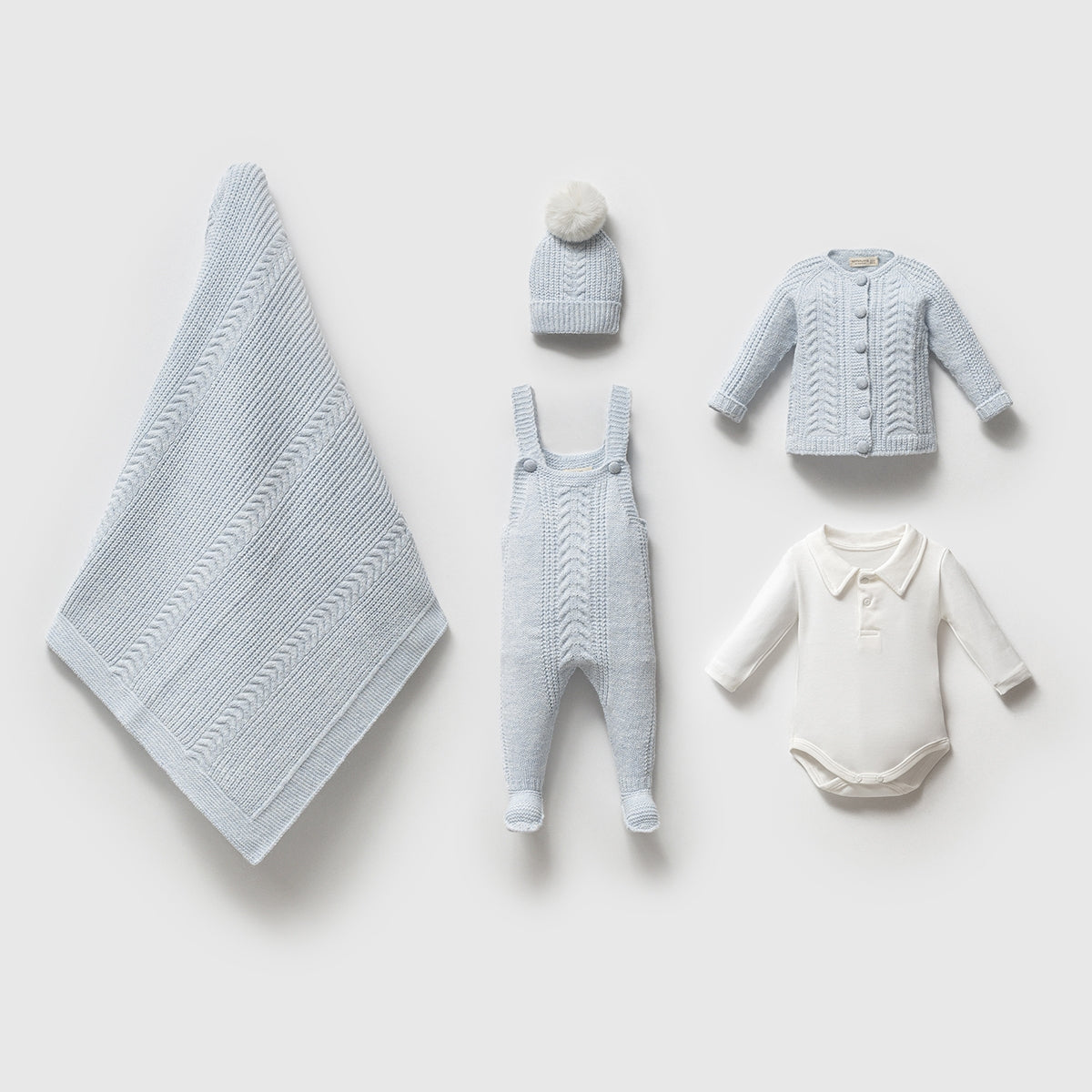 Corredino Neonato/a Neutro 5 Pezzi in Maglia Lavorata