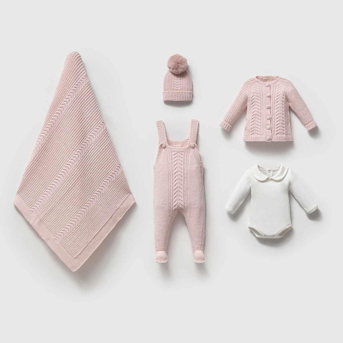 Corredino Neonato/a Neutro 5 Pezzi in Maglia Lavorata