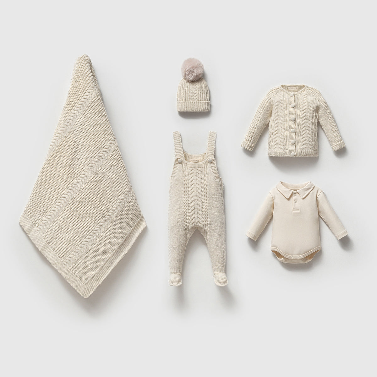 Corredino Neonato/a Neutro 5 Pezzi in Maglia Lavorata