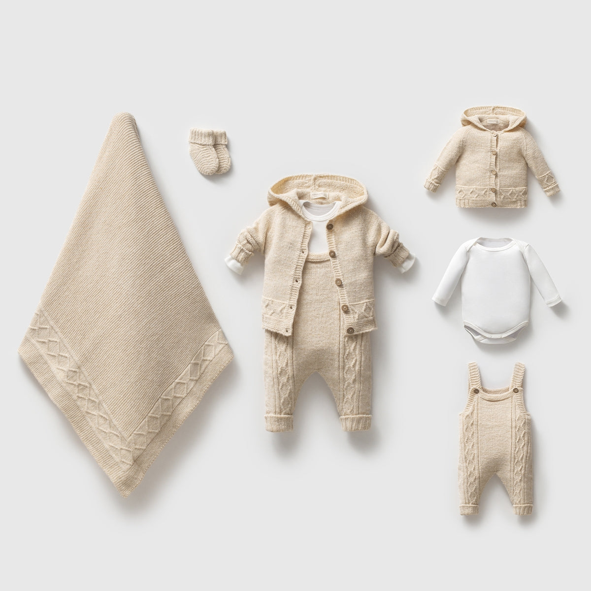 Corredino Neonato/a Neutro in Maglia con Salopette e Copertina