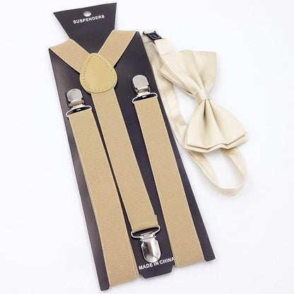 Set elegante bimbo con papillon e bretelle  regolabili