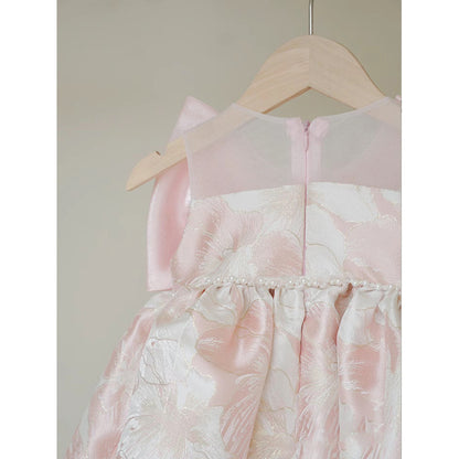 Vestito Elegante Bambina Rosa Cipria con Fiocco  Cerimonia & Occasioni Speciali