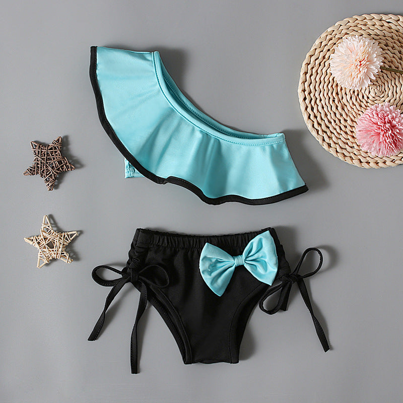 Costume bambina 2 pezzi   Monospalla con maxi volant