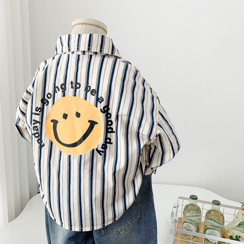 Camicia a Righe per Bambini con Stampa Sorriso