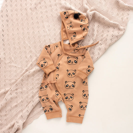 Coordinato Set Neutro Neonato/a Bimbo/ Bimba  2 pezzi – Panda caramello