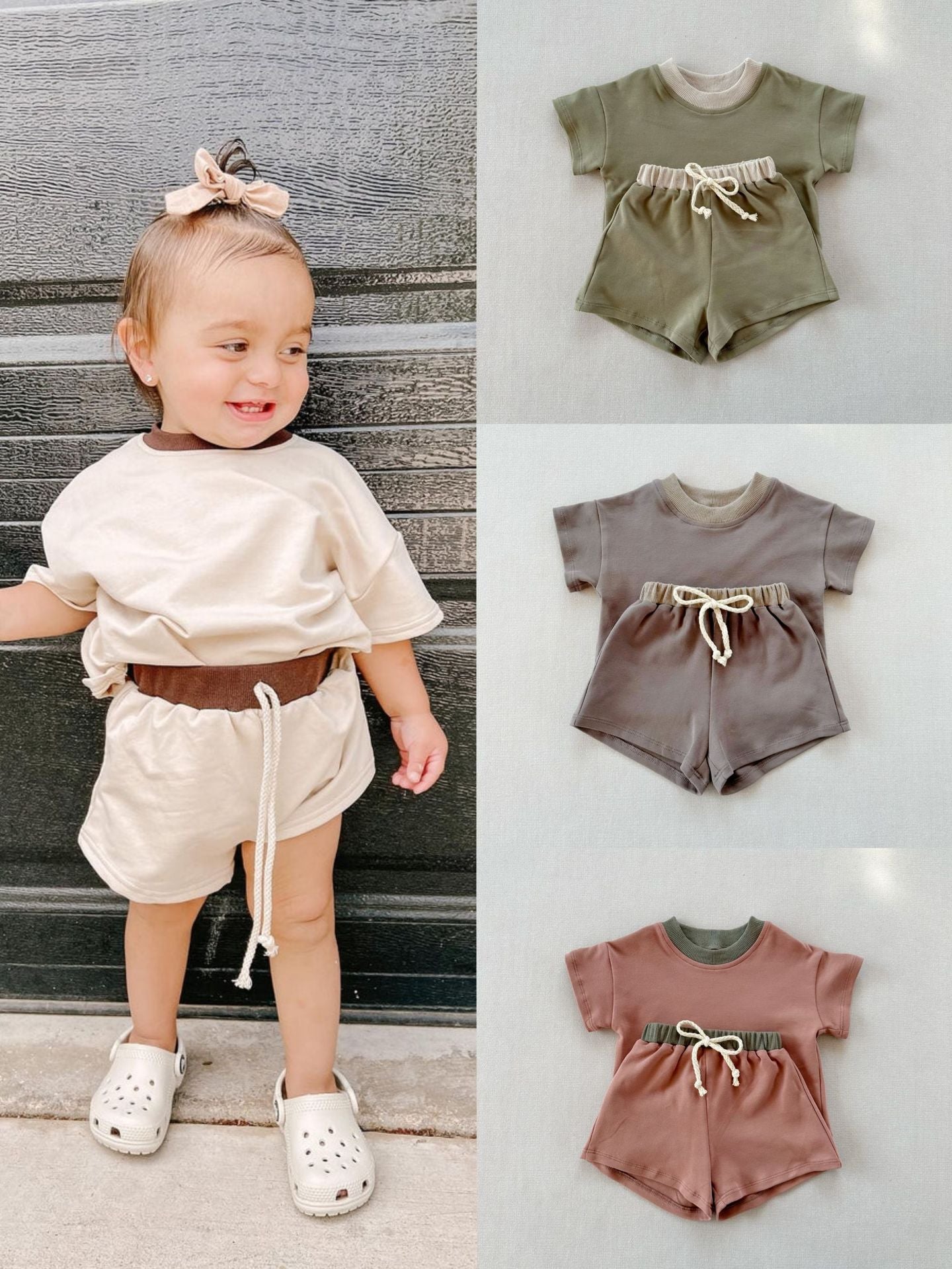 Completo 2pz  Estivo Bimba   T-Shirt + Shorts con Coulisse