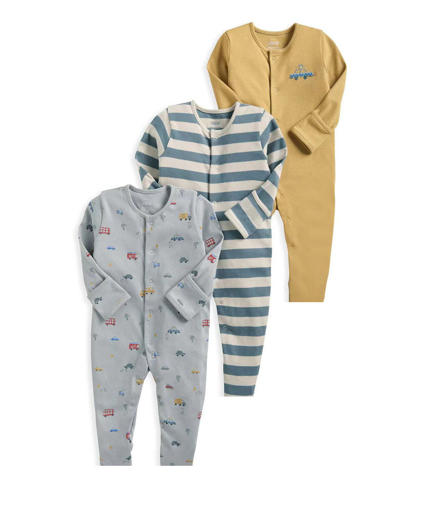 Set 3 Tutine Neonato/ Bimbo in Cotone  Avventure, Veicoli & Righe