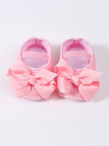 Scarpine Neonata Suola morbida Eleganti con Fiocco – Scarpe Antiscivolo per Battesimo e Cerimonie