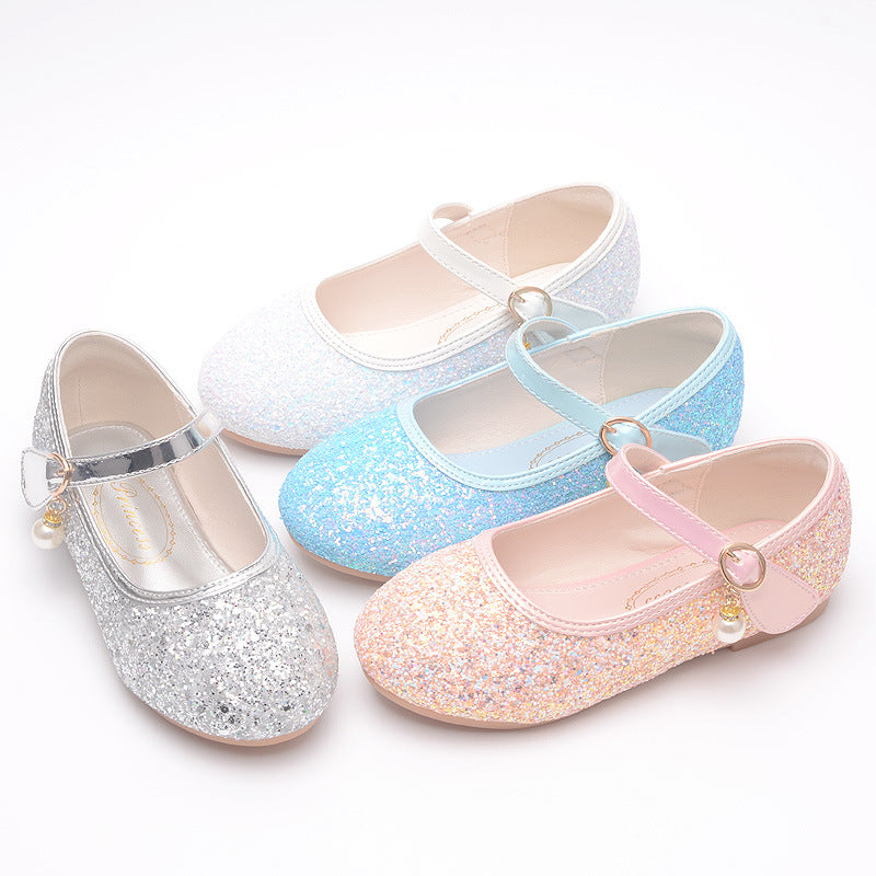 Ballerine Glitter Bambina con Cinturino e Perla