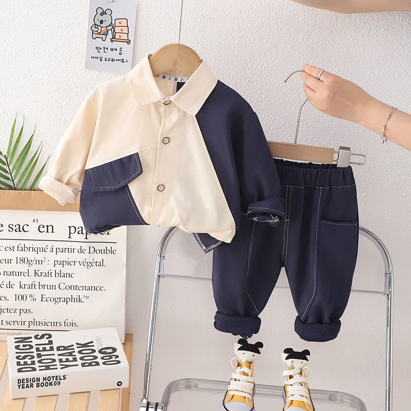 Completo Bambino Elegante - Camicia Bicolore e Pantaloni