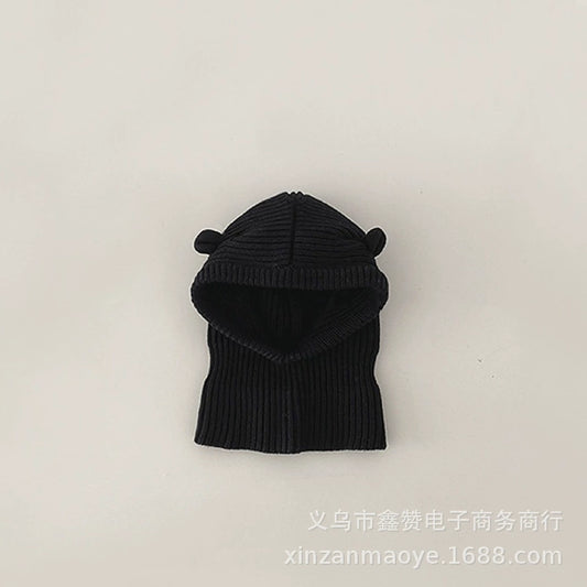 Cappuccio Bimbo in Maglia a Coste con Orecchie –