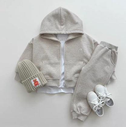 Felpa con Cappuccio Zip Intera per Bambini – Colori Basic
