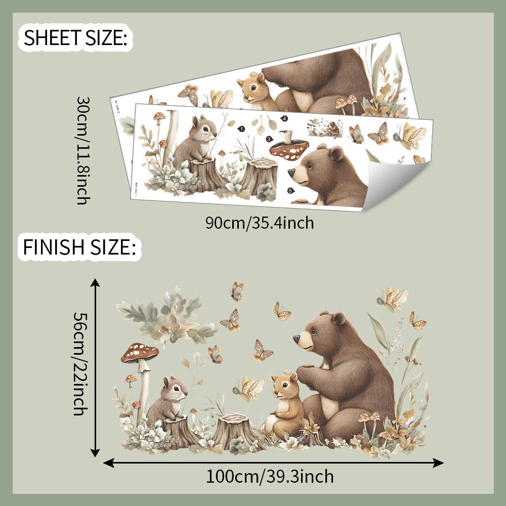 Sticker Murali Orsetto nel Bosco – Adesivi Decorativi per Cameretta Bimbi