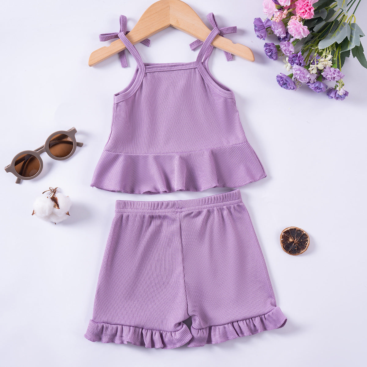Completo Estivo Bimba con Volant e Fiocchetti