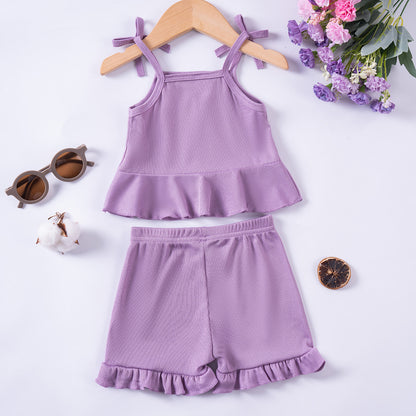Completo Estivo Bimba con Volant e Fiocchetti
