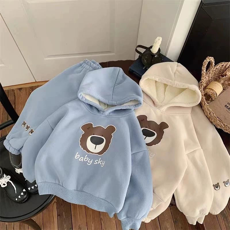 Completo Invernale Bimbo "Baby Sky" con Orsetto – Felpa e Pantalone Caldo