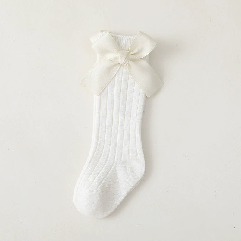 Calze Lunghe Bambina con Fiocco in Raso – Vari Colori