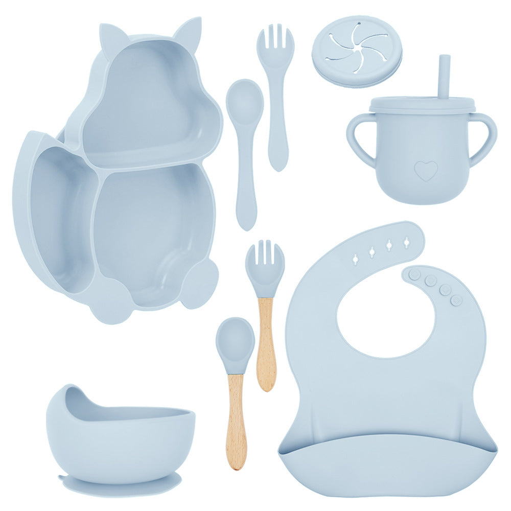 Set Pappa A forma di Scoiattolo in Silicone 9 Pezzi per Bambini – Antiscivolo