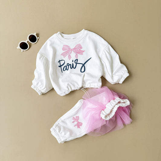 Tuta “Paris” per Bambina con Gonna in Tulle   2 Pezzi Eleganti